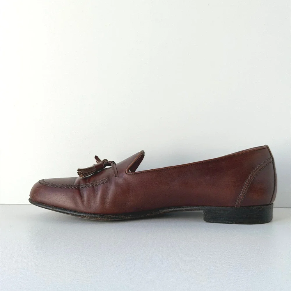 Vintage Salvatore Ferragamo Tassel Loafers Mens 9.5 D Brown Leather Dress Shoes
